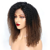 13*4 Kinky Curly Lace Front Human Hair Wigs For Black Women Ombre T1B/4 Pre Plucked Brazilian Remy Hair Wigs With Baby Hair KL