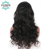 180% Deep Part 13x6 Human Hair Lace Front Wigs With Baby Hair Peruvian Remy Hair Preplucked Lace Wig Wavy FLOWERSEASON