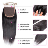 4 x 4 Indian Closure Straight Human Hair Free/Middle/Three Part Lace Closure Non Remy Humman Hair Natural Color
