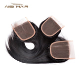 4 x 4 Indian Closure Straight Human Hair Free/Middle/Three Part Lace Closure Non Remy Humman Hair Natural Color