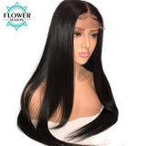 13x6 Silky Straight Lace Front Human Hair Wigs With Baby Hair Natural Hairline Bleached Knot Peruvian Remy Hair