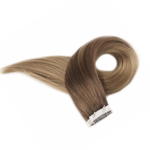 Tape in Hair Extensions Balayage Color Seamless  10 12