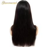 Glamorousremi Malaysian Straight Lace Front Wigs With Bangs 150% Density Human Virgin Hair Pre Plucked Glueless Lace Front Wig