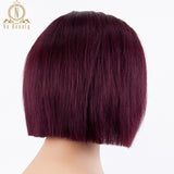 Glueless 13x6 Lace Front Human Hair Wigs Straight Burgund 99J Red Black Short Bob Wig For Women Bob Wig Remy 150% Brazilian
