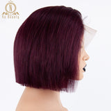 Glueless 13x6 Lace Front Human Hair Wigs Straight Burgund 99J Red Black Short Bob Wig For Women Bob Wig Remy 150% Brazilian