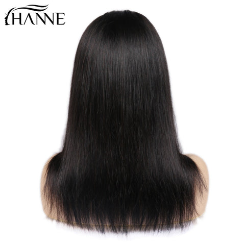 HANNE Hair 4*4 Lace Front Human Hair Wigs Middle Part Straight Hair Glueless Brazilian Wig with Baby Hair for Black Women 1b#