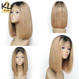 4*4 Silk Base Wigs For Black Women Human Hair Lace Wig Brazilian Remy Hair Ombre Color Short Bob Closure Wig With Baby Hair