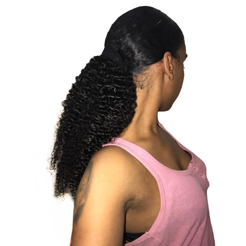 Kinky Curly Ponytail For Women 3B 3C Natural Black Clip In Ponytails Human Hair Extensions Remy