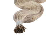 Moresoo I Tip Human Hair Extensions Keratin Human Hair Machine Remy Human Hair Body Wave Pre-bonded Hair 50G/50S/Pack
