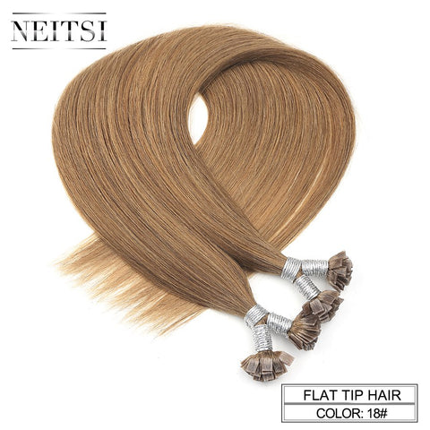 Neitsi Machine Made Remy Flat Tip Human Hair Extensions 0.9g/s 22" 1.0g/s 26" Straight Capsules Keratin Pre Bonded Hair #18