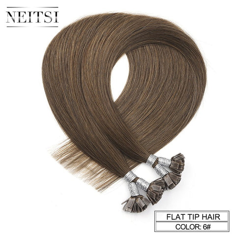 Neitsi Machine Made Remy Flat Tip Human Hair Extensions 0.9g/s 22" 1.0g/s 26" Straight Capsules Keratin Pre Bonded Hair #6
