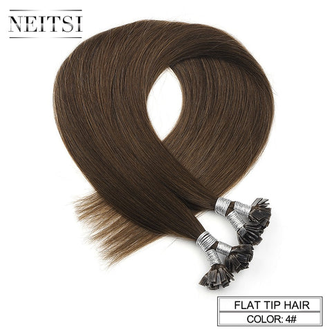 Neitsi Machine Made Remy Flat Tip Human Hair Extensions 0.9g/s 22" 1.0g/s 26" Straight Capsules Keratin Pre Bonded Hair #4