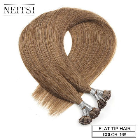 Neitsi Machine Made Remy Flat Tip Human Hair Extensions 0.9g/s 22" 1.0g/s 26" Straight Capsules Keratin Pre Bonded Hair #16