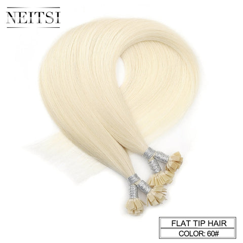 Neitsi Machine Made Remy Flat Tip Human Hair Extensions 0.9g/s 22" 1.0g/s 26" Straight Capsules Keratin Pre Bonded Hair #60