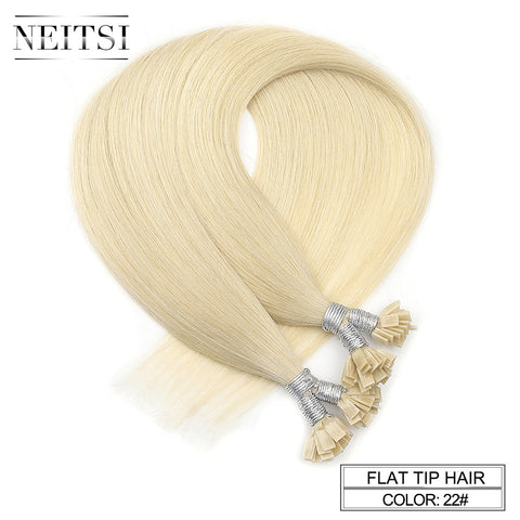 Neitsi Machine Made Remy Flat Tip Human Hair Extensions 0.9g/s 22" 1.0g/s 26" Straight Capsules Keratin Pre Bonded Hair #22