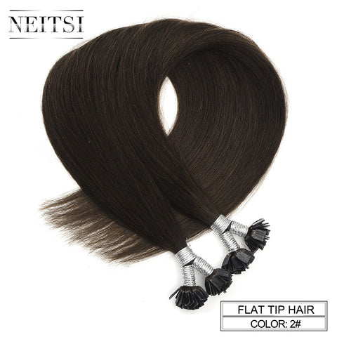 Neitsi Machine Made Remy Flat Tip Human Hair Extensions 0.9g/s 22" 1.0g/s 26" Straight Capsules Keratin Pre Bonded Hair #2