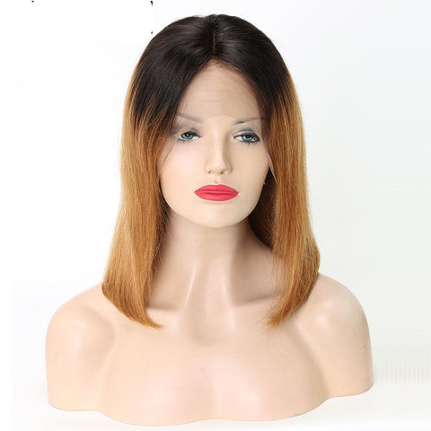Lace Front Human Hair Wigs  Ombre Color 1B/27 Brazilian
