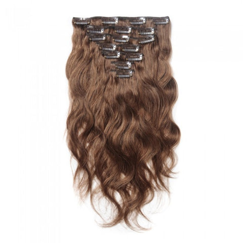 Body waves Clip in Hair Extensions |  #8 Light Brown
