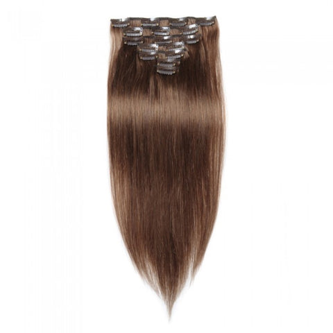 Straight Clip in Hair Extensions |  #8 Light Brown